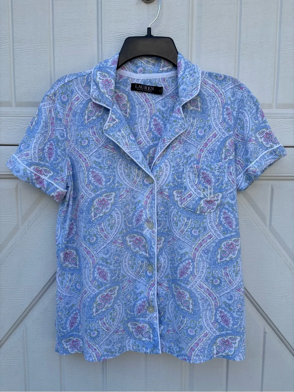 Lauren Ralph Lauren Paisley Pajama Set Small Cotton Rayon Shorts LRL